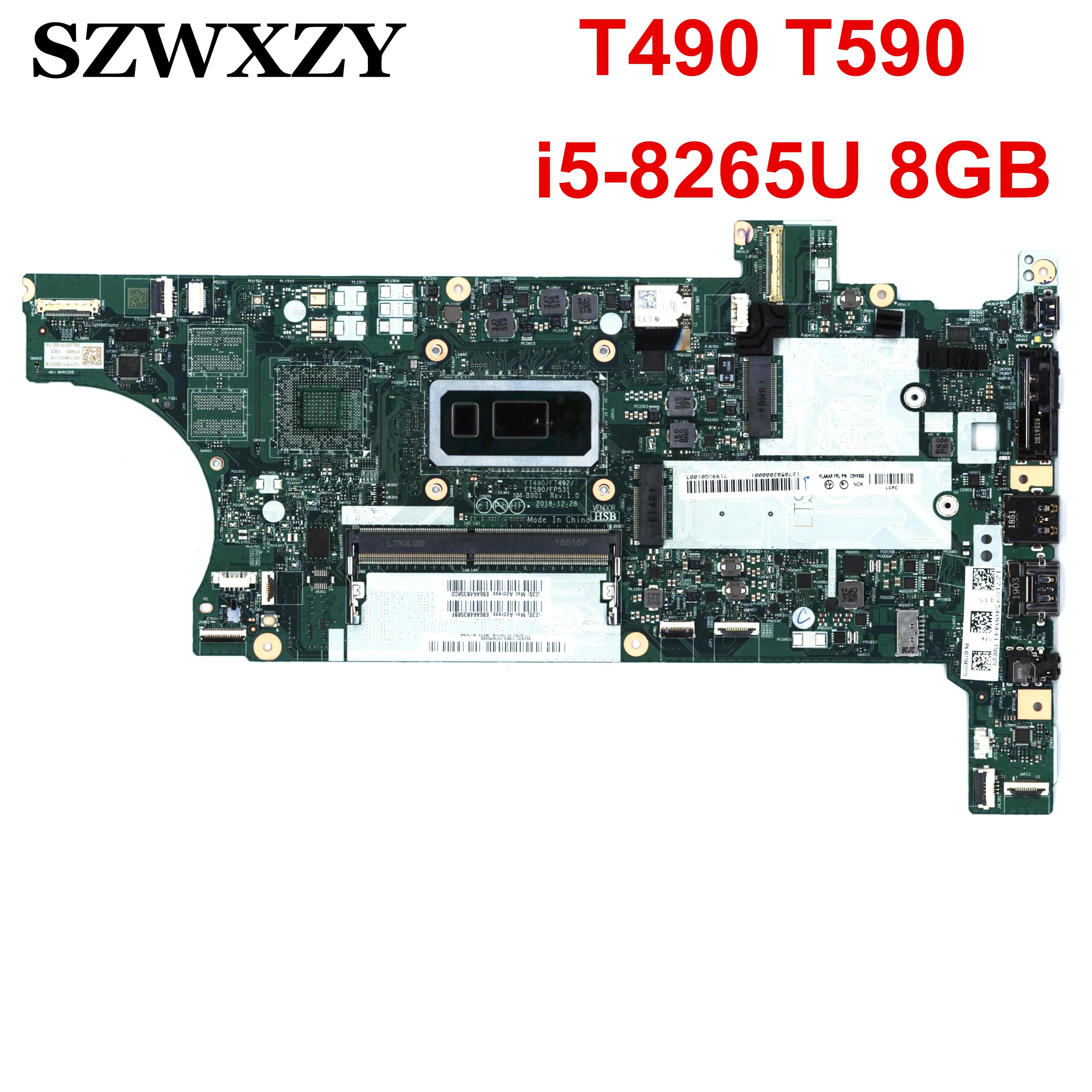   ũе T590 T490 Ʈ , i5-8265U CPU, 8GB RAM NM-B901, FRU 02HK930